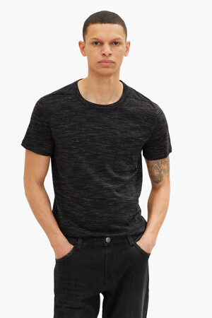 Heren - TOM TAILOR - T-shirt - zwart - T-shirts - ZWART