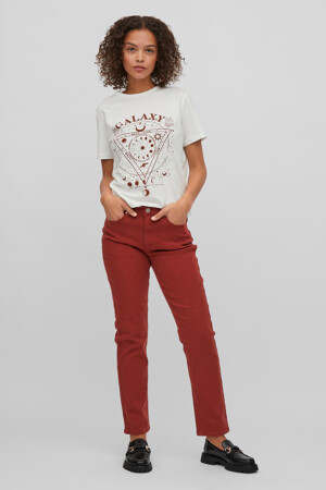 Femmes - VILA® - Pantalon color&eacute; - rouge - Pantalons - ROOD