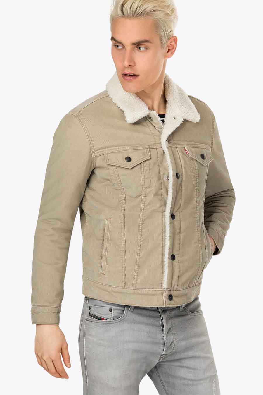 levi's sherpa trucker jacket beige