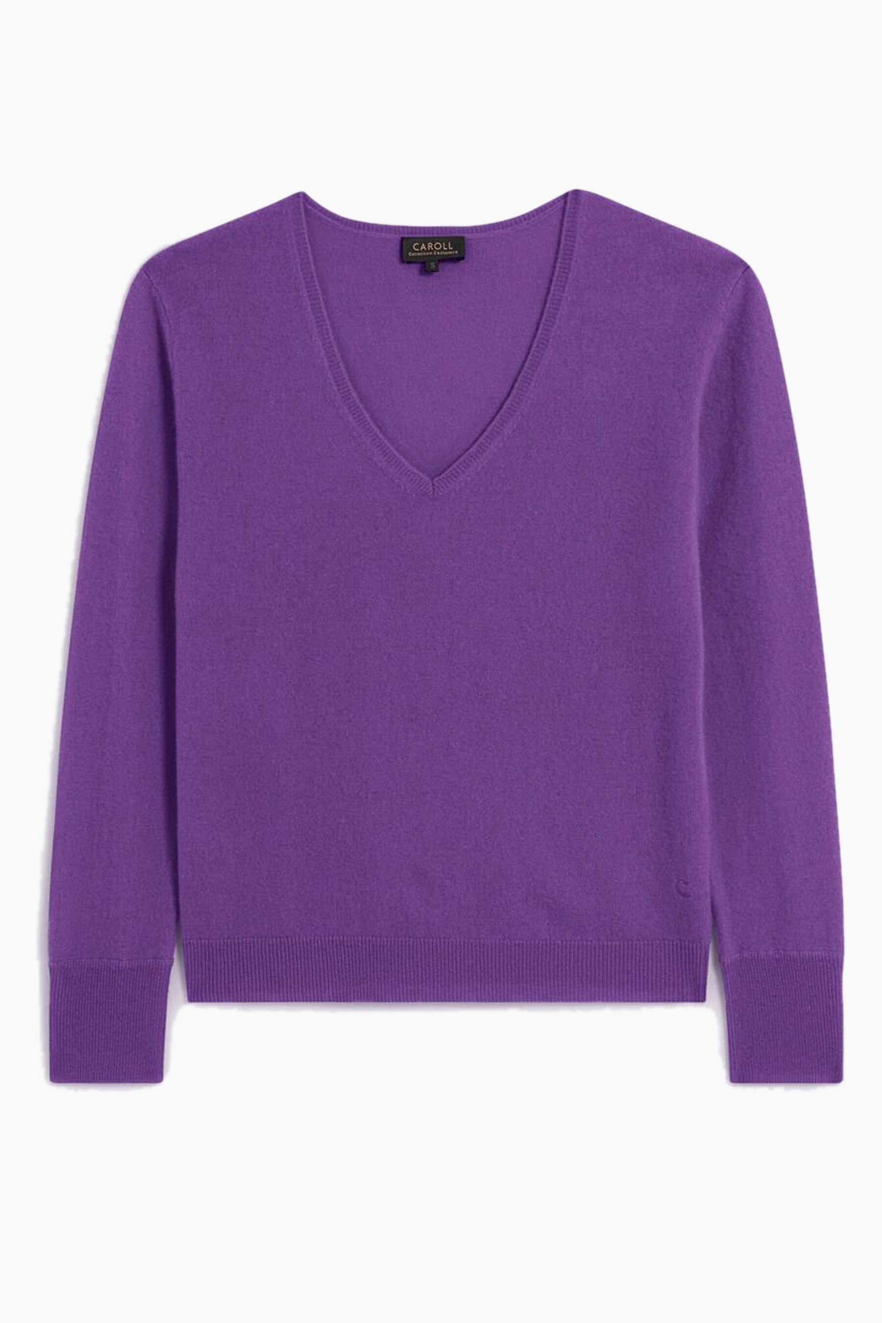 Pull col V Mauve CAROLL 232KMARIANNE CLEMATITE POINTCARRE