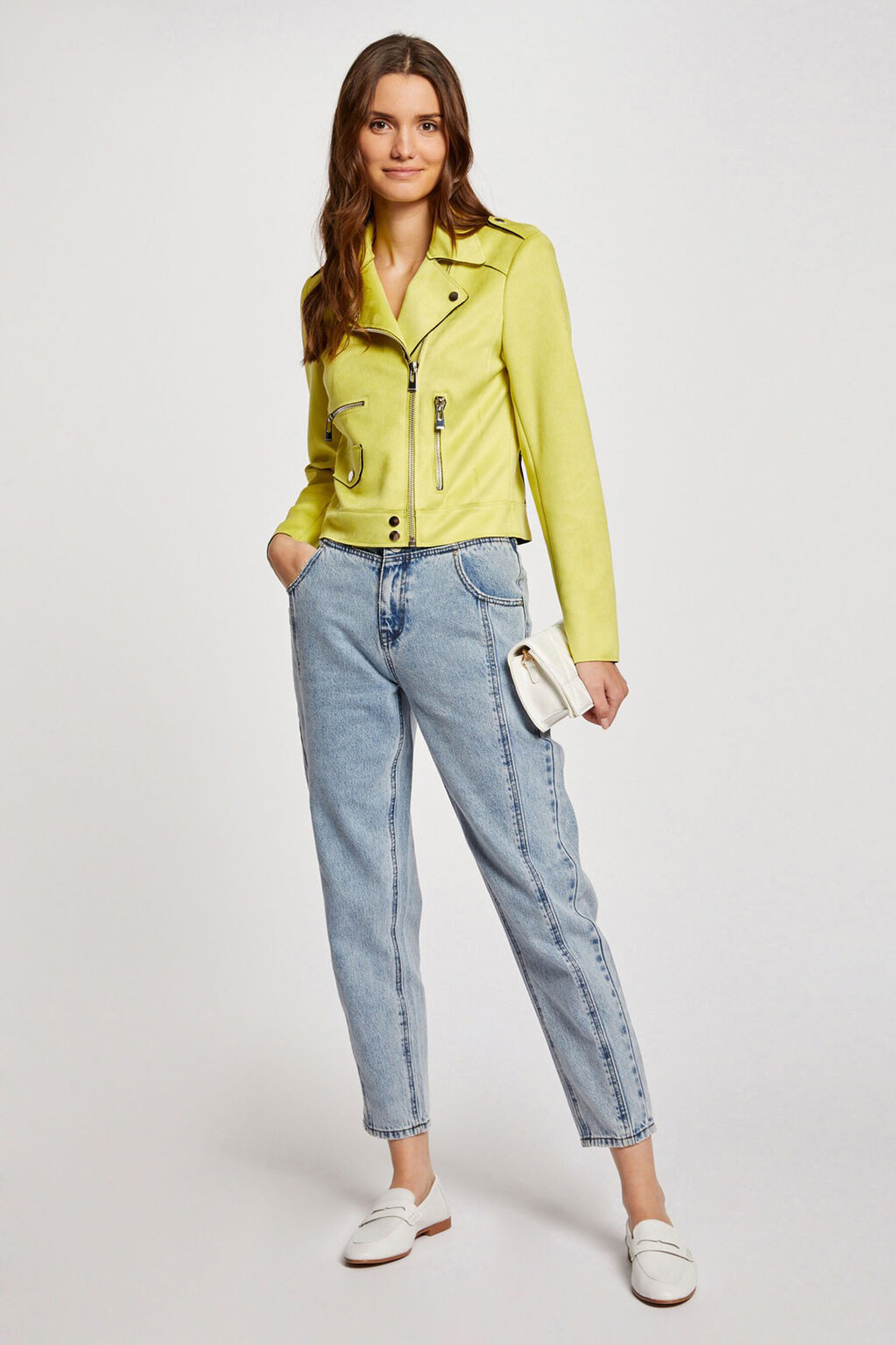 Veste en jean courte fashion jaune