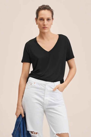 Femmes - Mango - T-shirt - noir -  - ZWART