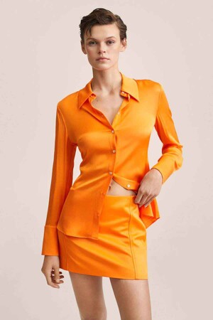 Dames - MANGO - Hemd - oranje - Blouses & Hemden - oranje