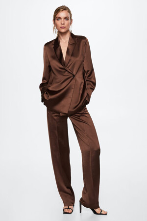 Femmes - MANGO - Pantalon color&eacute; - brun - Soldes - brun