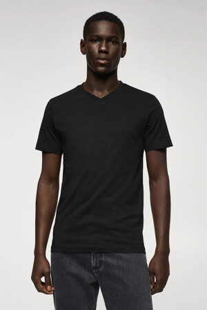 Heren - Mango - T-shirt - zwart - T-shirts - ZWART