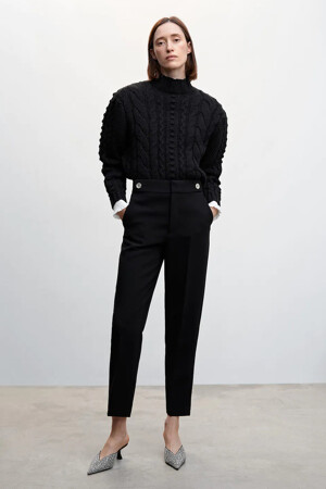 Femmes - MANGO - Pantalon color&eacute; - noir - Pantalons - noir