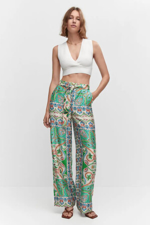 Femmes - MANGO - Pantalon color&eacute; - blanc - Vêtements - multicoloré