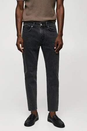 Dames - Mango - Tapered jeans - black denim - tapered - ZWART