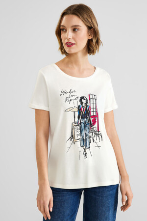Femmes - STREET ONE - T-shirt - ecru - T-shirts & Tops - écru