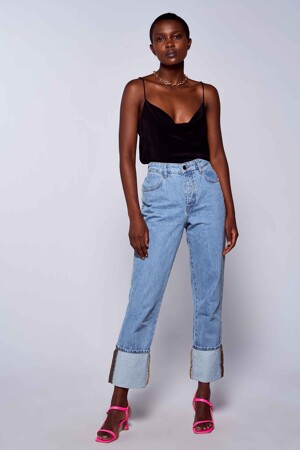 Dames - Astrid Black Label - Straight jeans - denim - Trends girls - MID BLUE DENIM