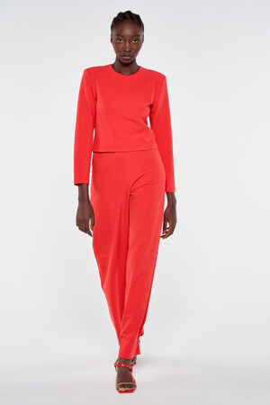Femmes - ASTRID Black Label - Pantalon color&eacute; - rouge - Pantalons - rouge