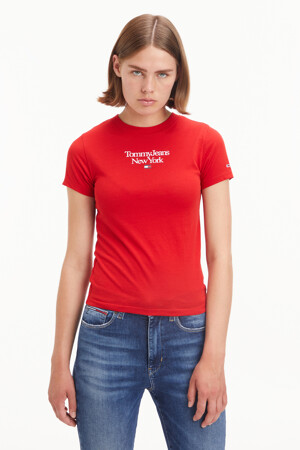 Dames - TOMMY JEANS - T-shirt - rood - Tommy Jeans - ROOD