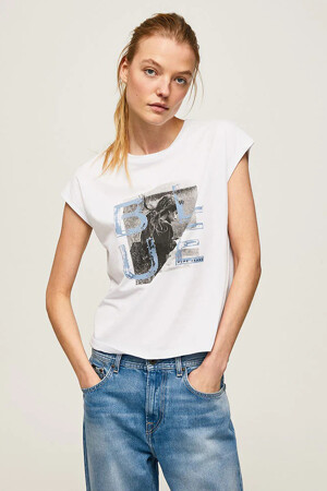 Dames - Pepe Jeans - T-shirt - wit - PEPE JEANS - wit